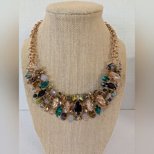 Necklace Bib Style Rhinestone Green, Gold And Bronze Gold Chain